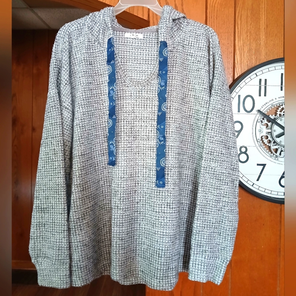Maurices Waffle Knit Hoodie V Neck Sweater